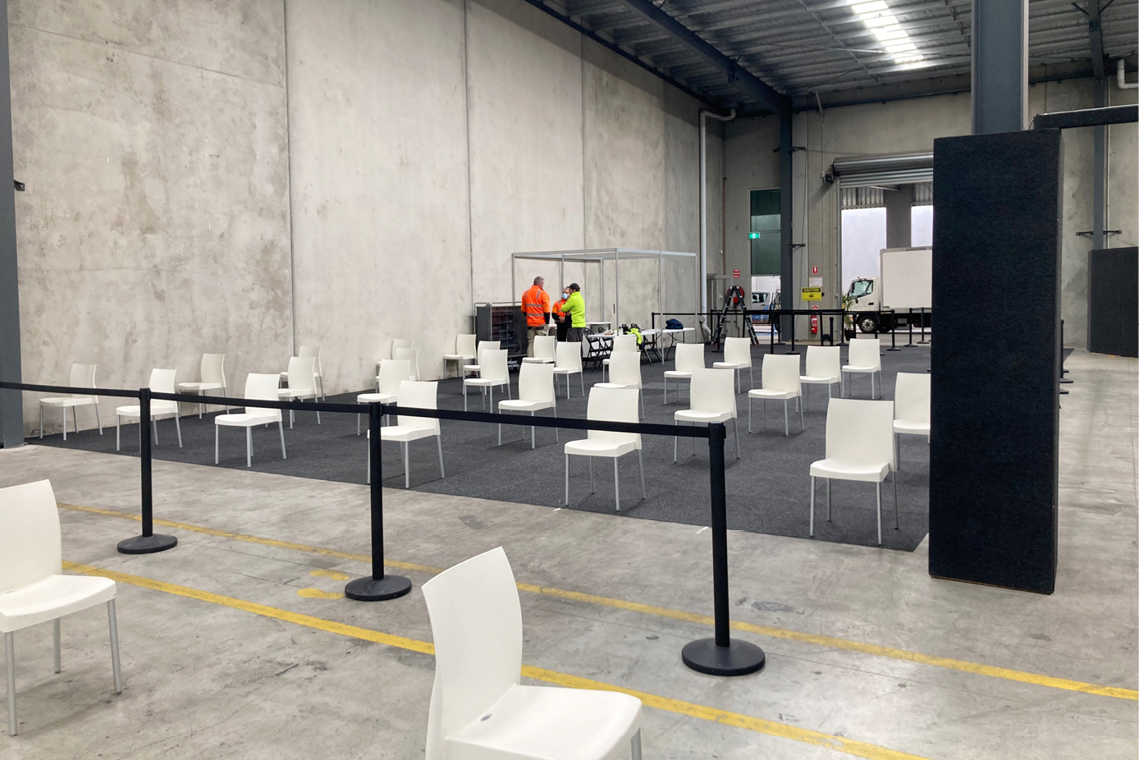 Moreton Hire warehouse transforms into vaccination hub