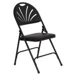 Atlanta Chair Black features a cushioned seat and a fan-shaped backrest design, perfect for easy folding.