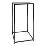 The High Table Cube Black is a tall metal pedestal stand featuring a black finish, square top, and open frame design.