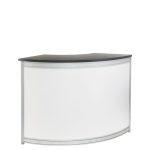 Curved Registration Counter Small White - Kit features a white front panel and a black top surface.
