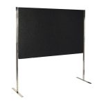 Freestanding "Horizontal Display Panel on Legs" in black with a metal frame and dual support legs.