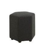Lucca Hexagonal Ottoman in Charcoal with short black legs.