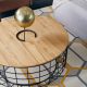 Paros Coffee Table with Natural Oak Top Black