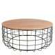 Paros Coffee Table with Natural Oak Top Black
