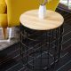 Side Paros Wire Table with Natural Oak Top Black