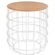 Side Paros Wire Table with Natural Oak Top White