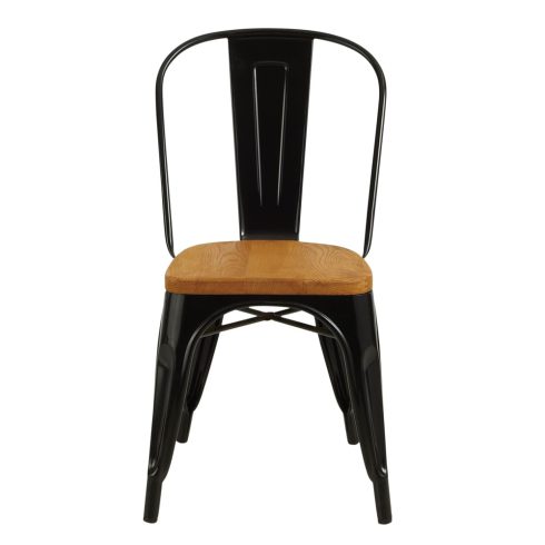 Tolix Dining with Timber Seat Chair  Black