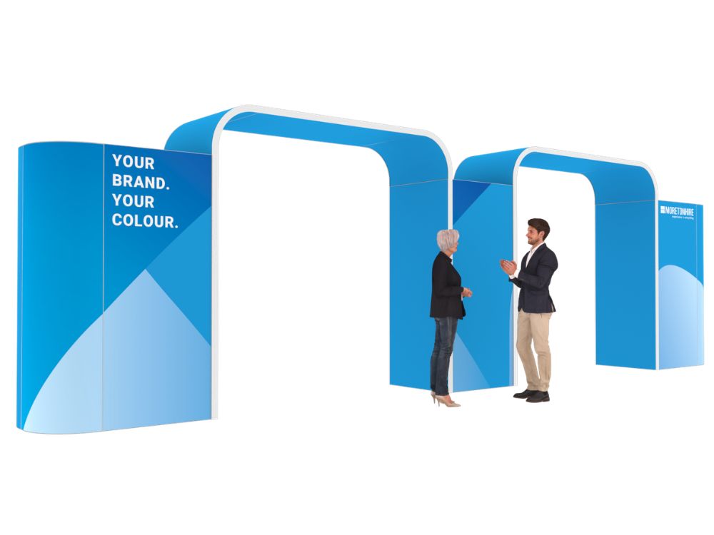 Curved corner double arch exhibition entrance
